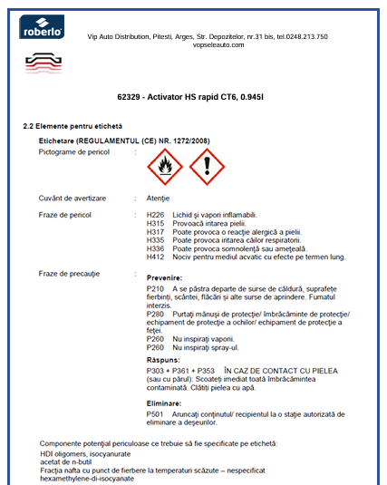 Activator HS rapid CT6, 0.945l, Roberlo